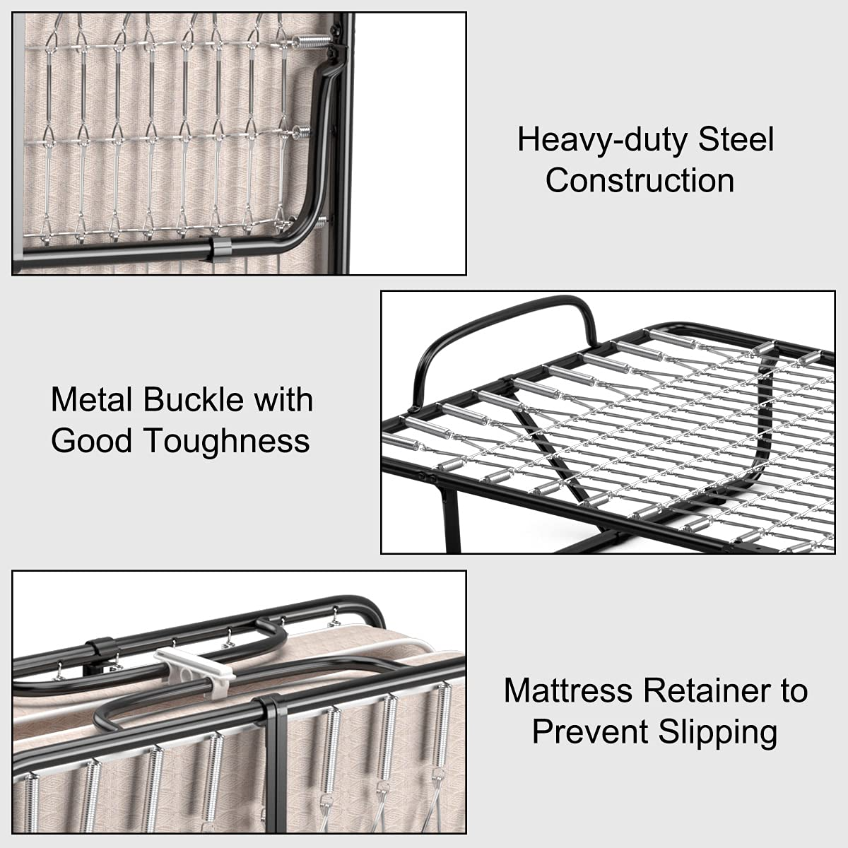 Folding Guest Bed with Mattress,  Twin Size Portable Rollaway Bed 5-Inch Memory Foam Mattress