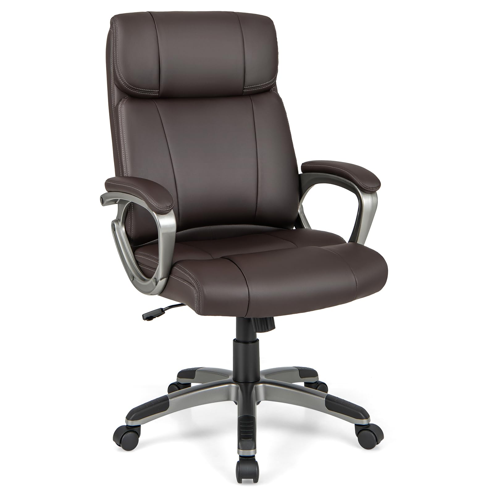 PU Leather Executive Office Chair with Padded Armrests and Lumbar Support