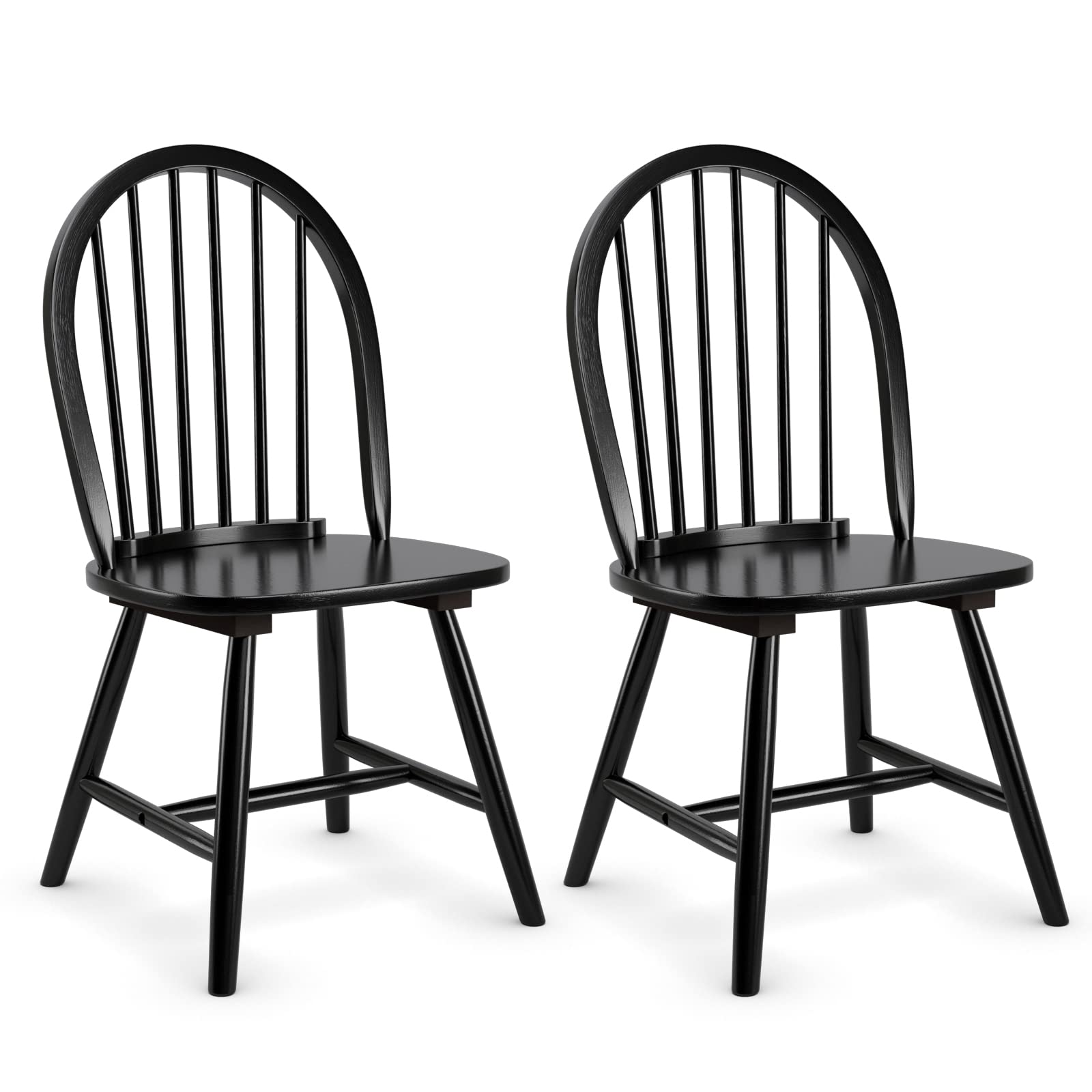 Set of 2/4 Wood Dining Chairs, French Country Armless Spindle Back Dining Chairs