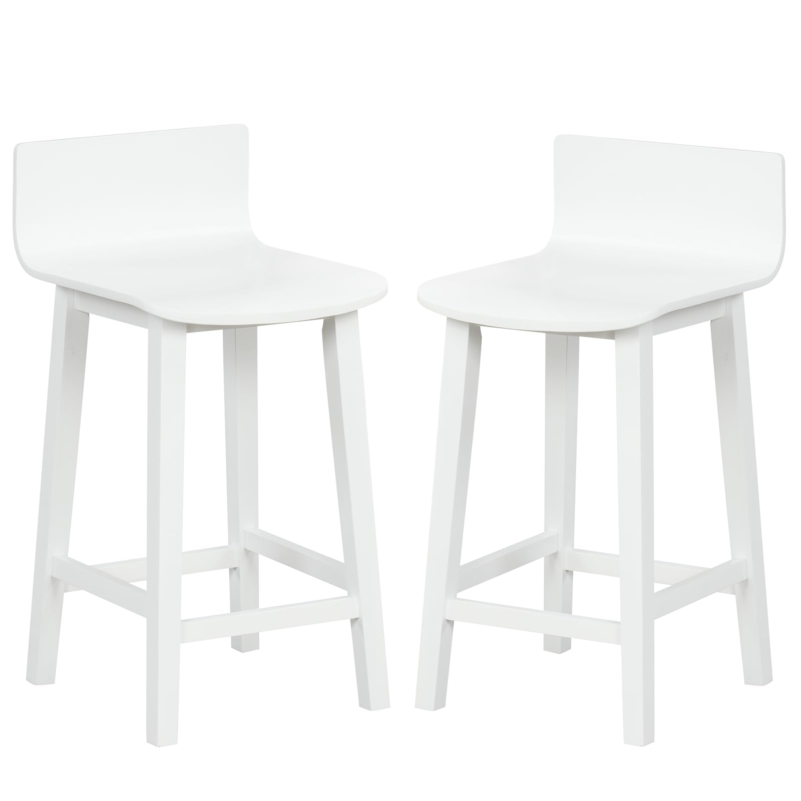 Solid Wood Bar Stools Set of 2/4, Counter Height Chairs with Low Back and Footrest