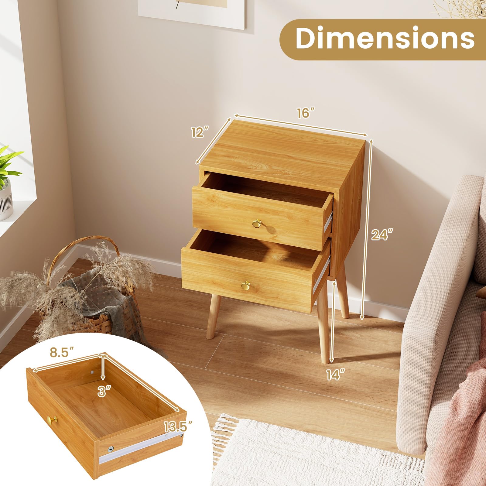 Nightstand with 2 Drawers（1/2）