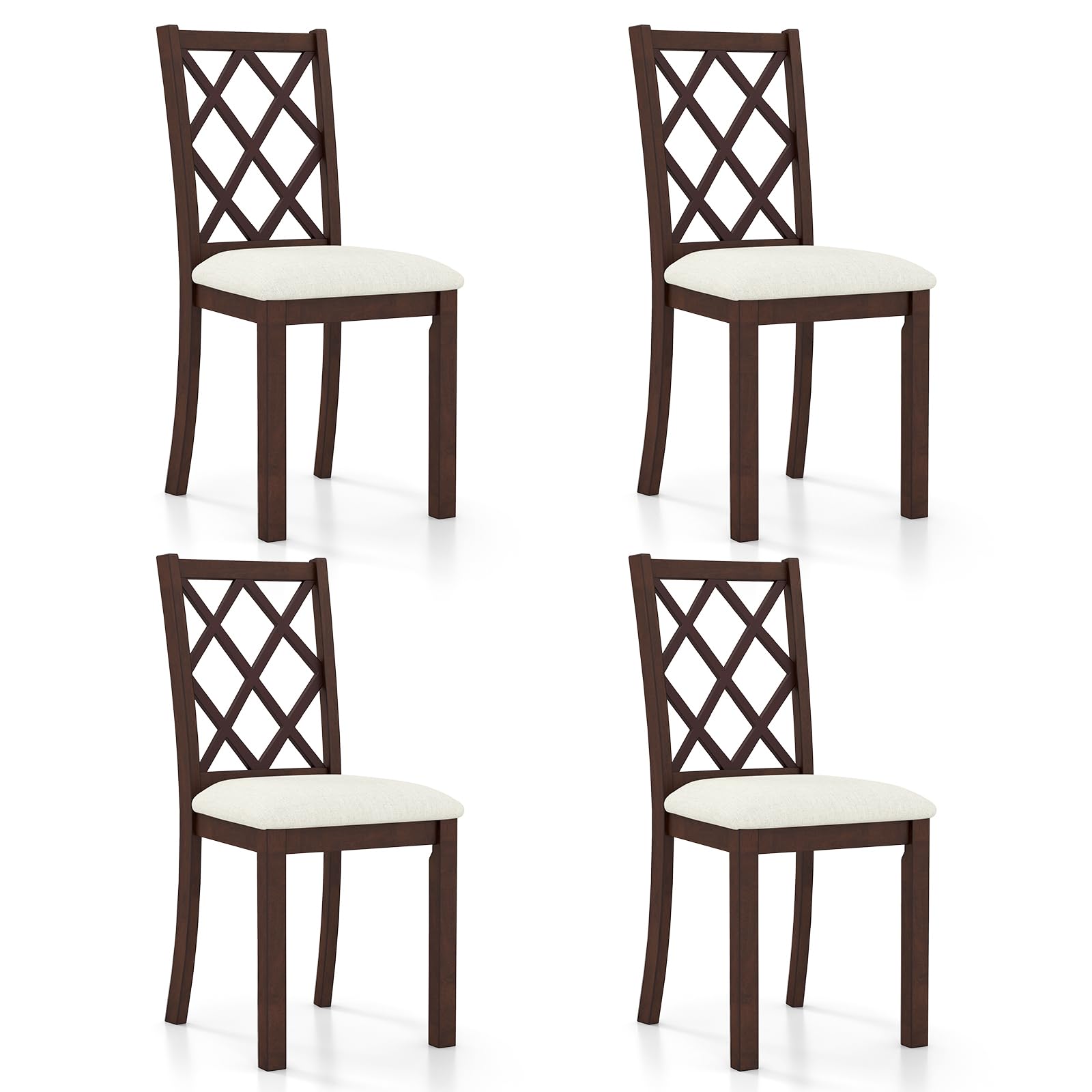 Wood Dining Chairs Set of 2/4, Farmhouse Kitchen Chair with Rubber Wood Legs