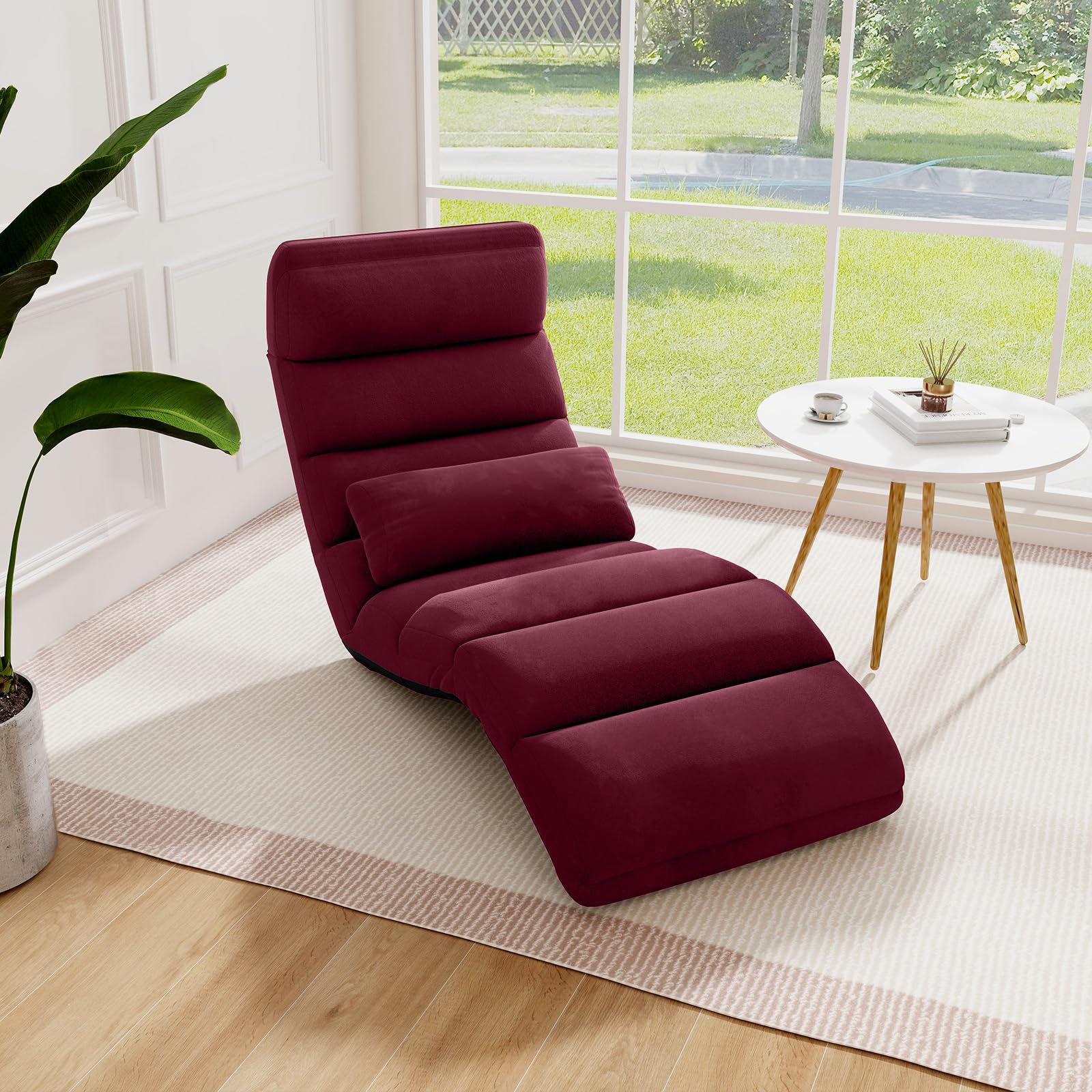 Floor Chairs for Adults, Adjustable 5-Position Floor Lounger with Thick Padded & Pillow