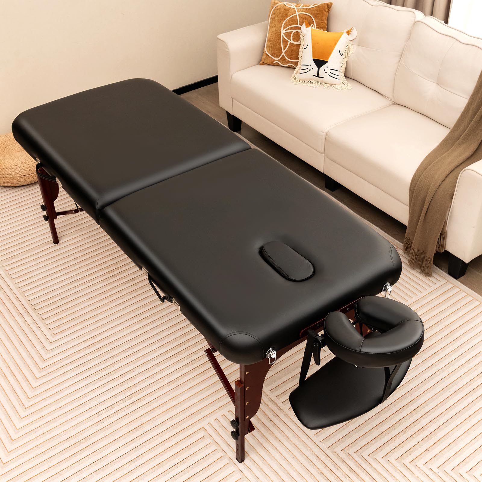 Portable Massage Table 84 Inch, Folding Lash Bed with Premium Foam & Beech Wood Leg