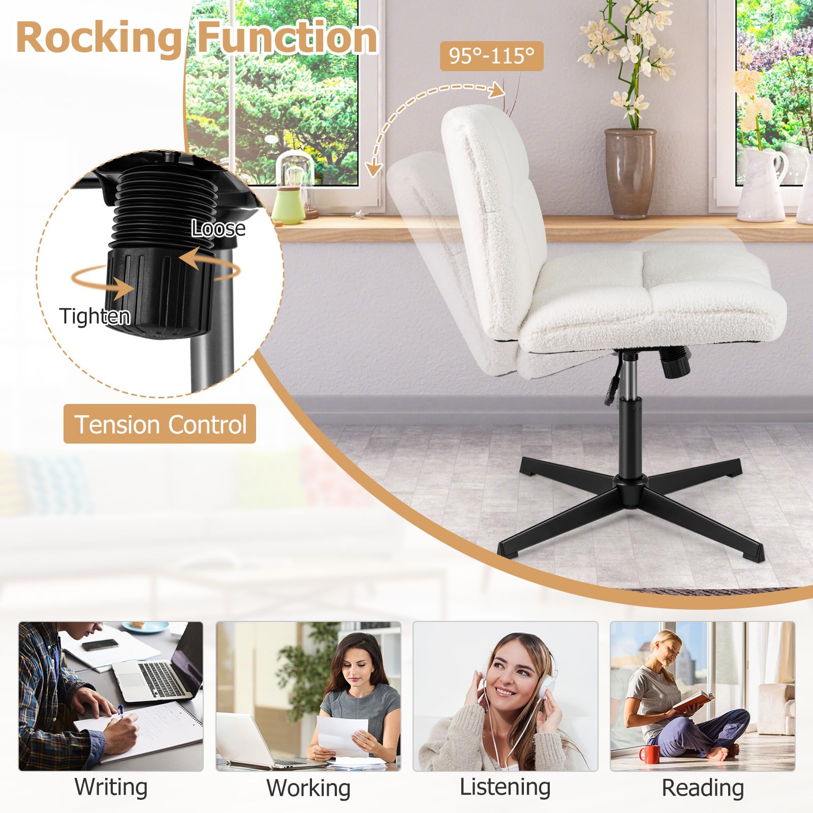 Criss Cross Chair, Height Adjustable Computer Swivel Office Chair