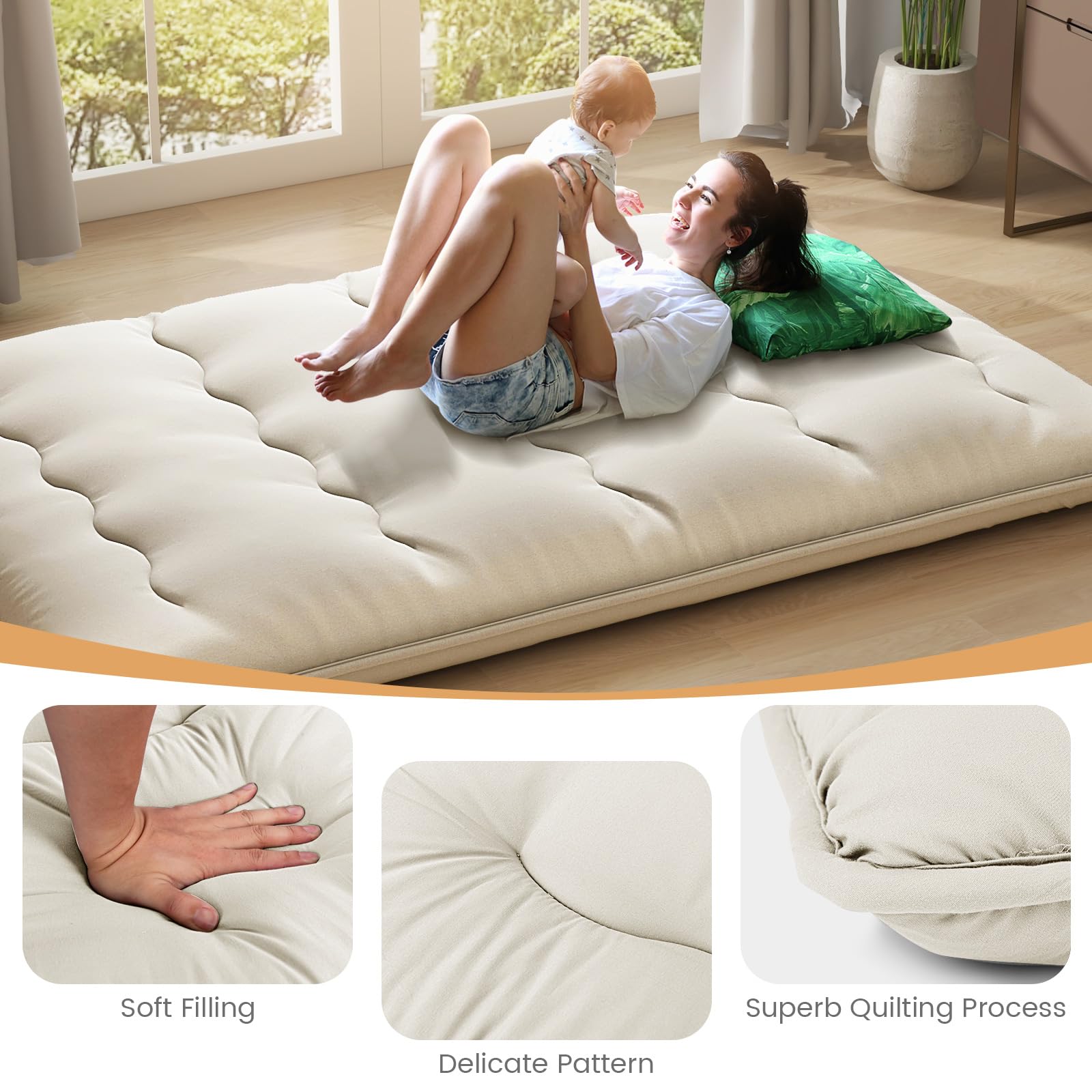 Japanese Floor Mattress 4 Inch Roll up Futon Mattress