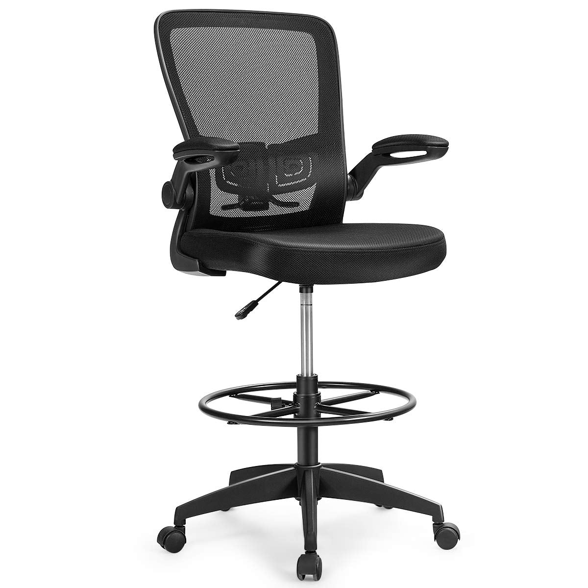 Drafting Chair, Ergonomic Tall Office Chair with Adjustable Lumbar Support & Footrest Ring