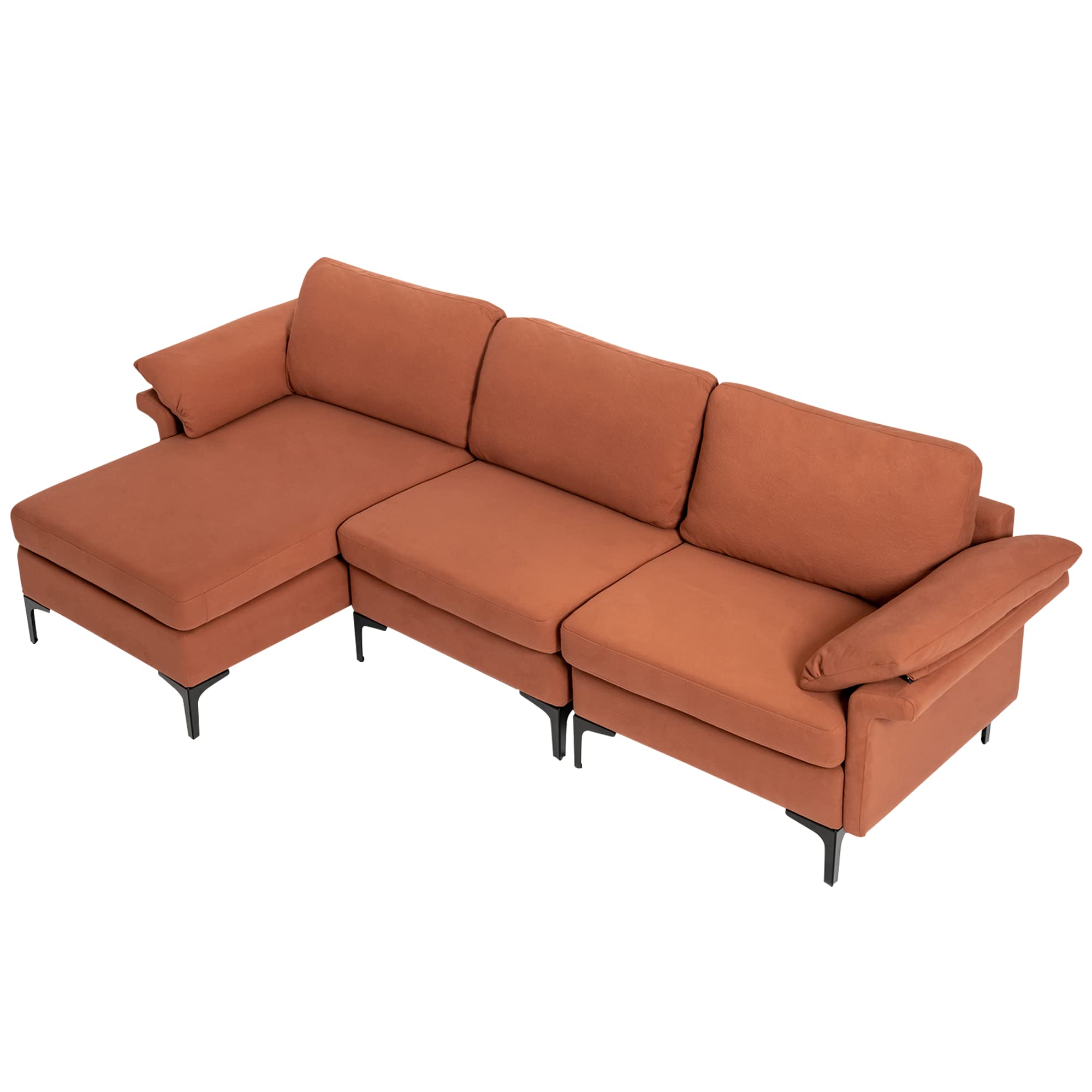 100.5 Inch Convertible L-Shaped Sectional Sofa Couch, 3-Seat Sofa with Reversible Chaise Lounge