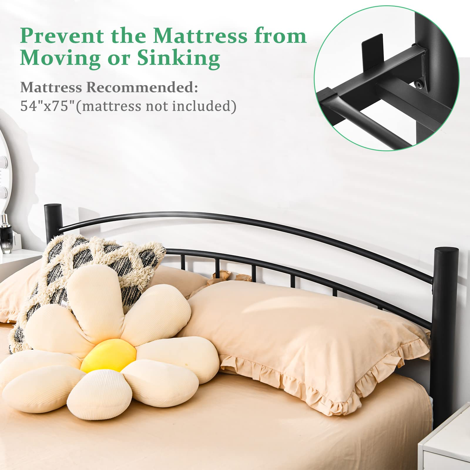 Metal Bed Frame with Headboard and Footboard