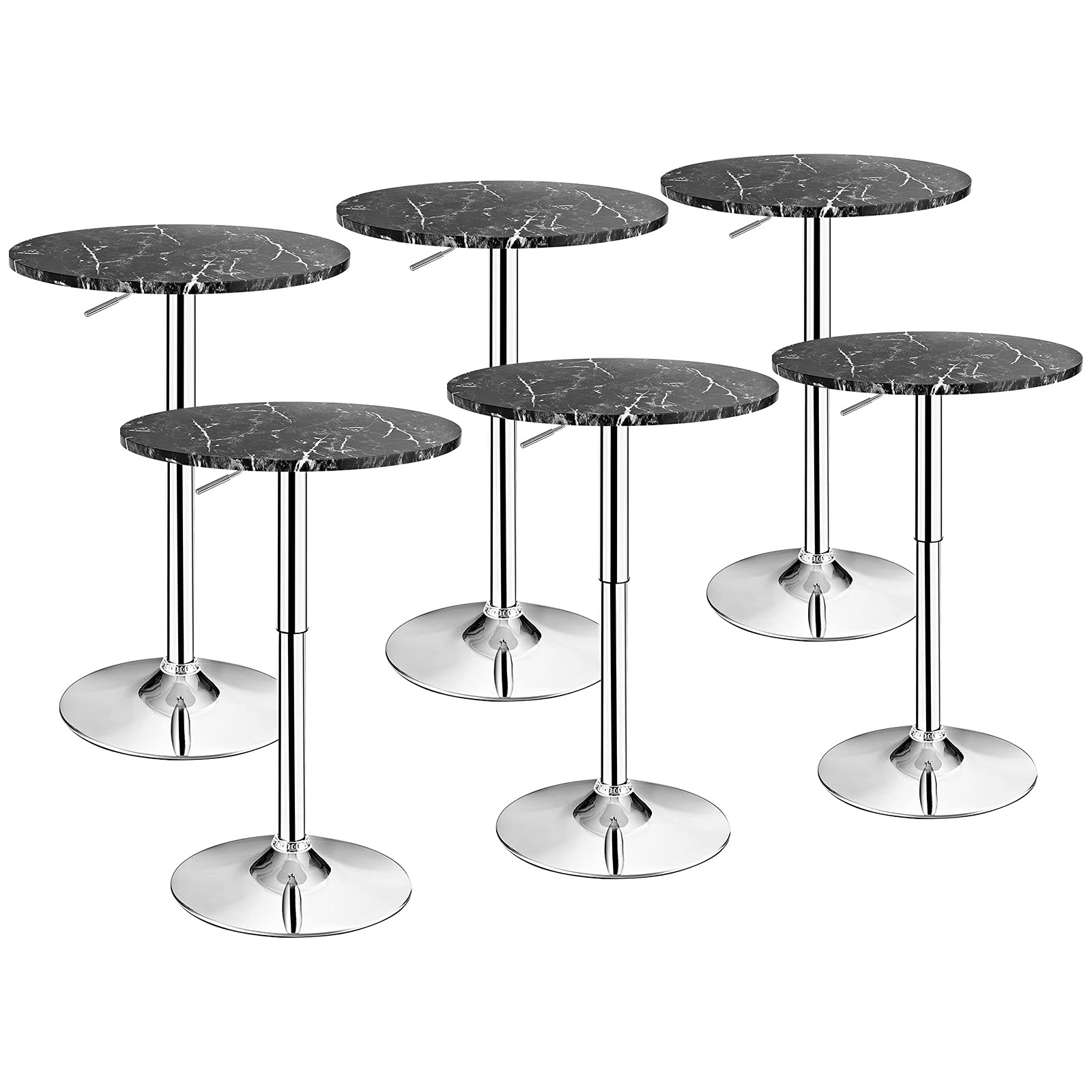 Round Pub Table Height Adjustable, 360&deg; Swivel Cocktail Pub Table with Sliver Leg and Base