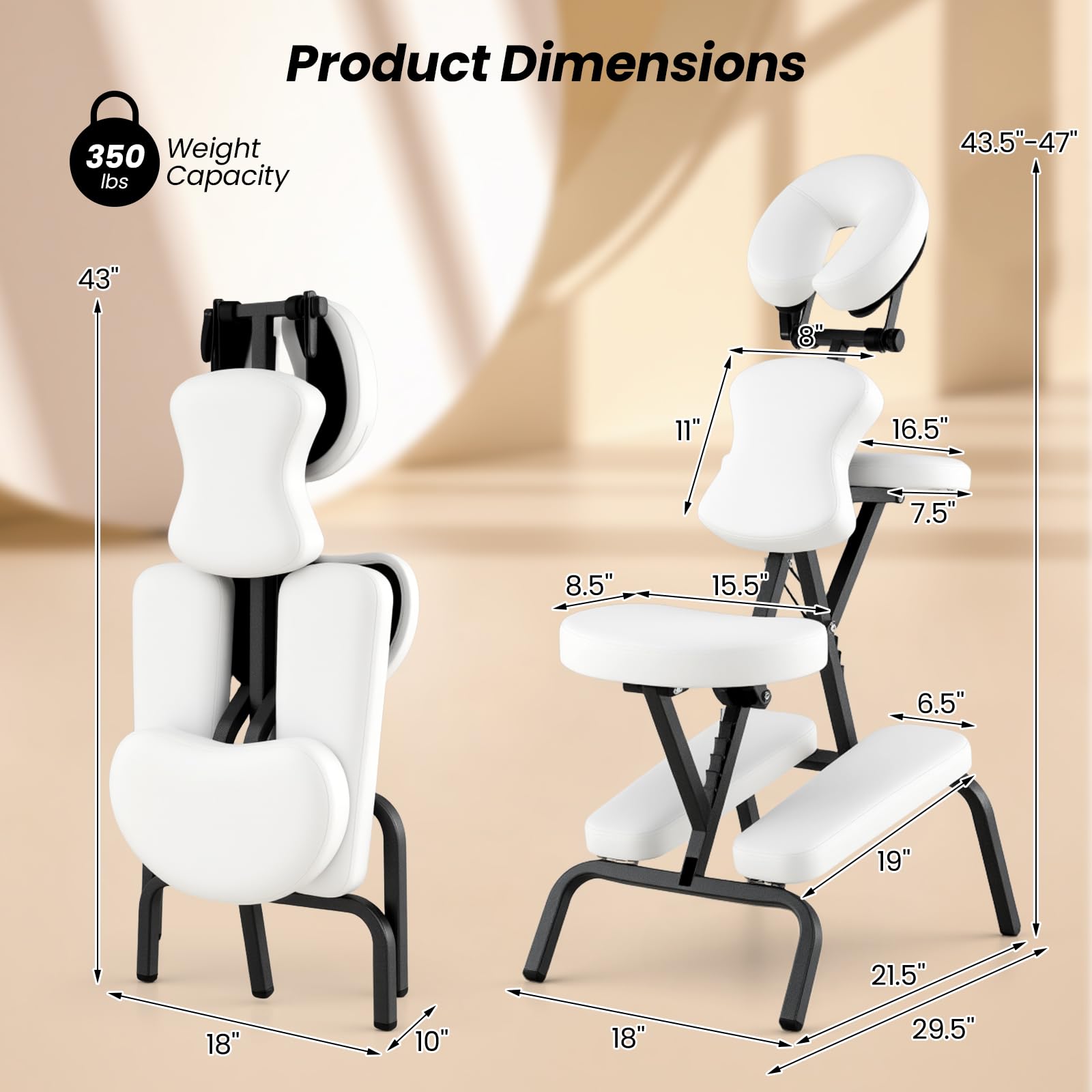 Portable Light Weight Massage Chair, Travel Massage Tattoo Spa Chair w/Carrying Bag