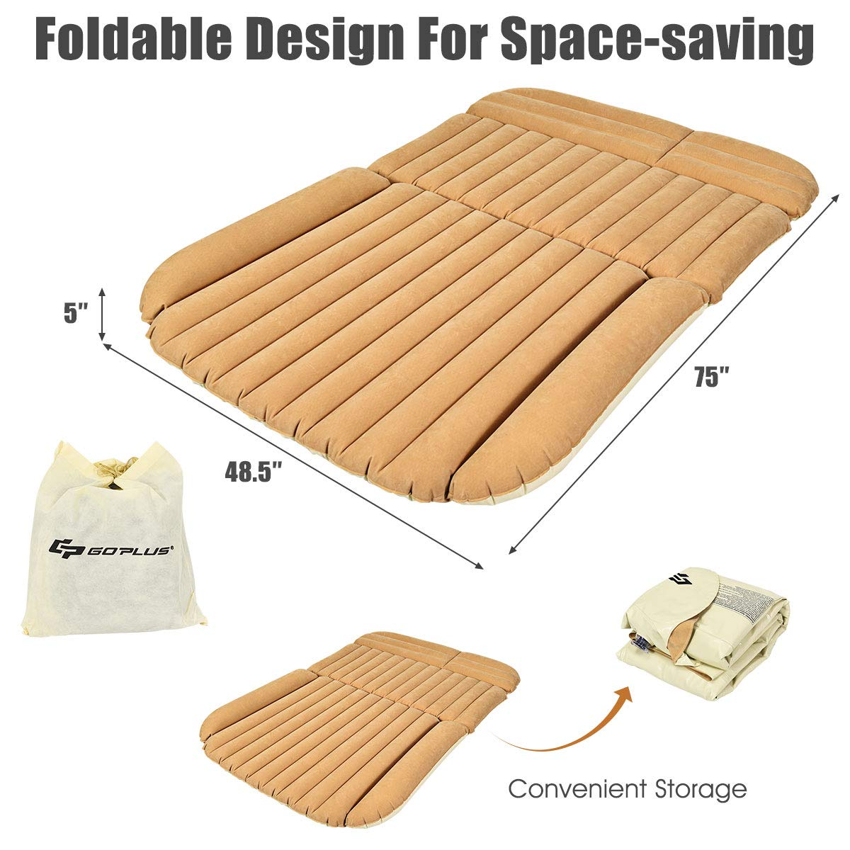 Car Air Mattress Back Seat Inflatable Blow Up Folding Camping Traveling Bed Mattress