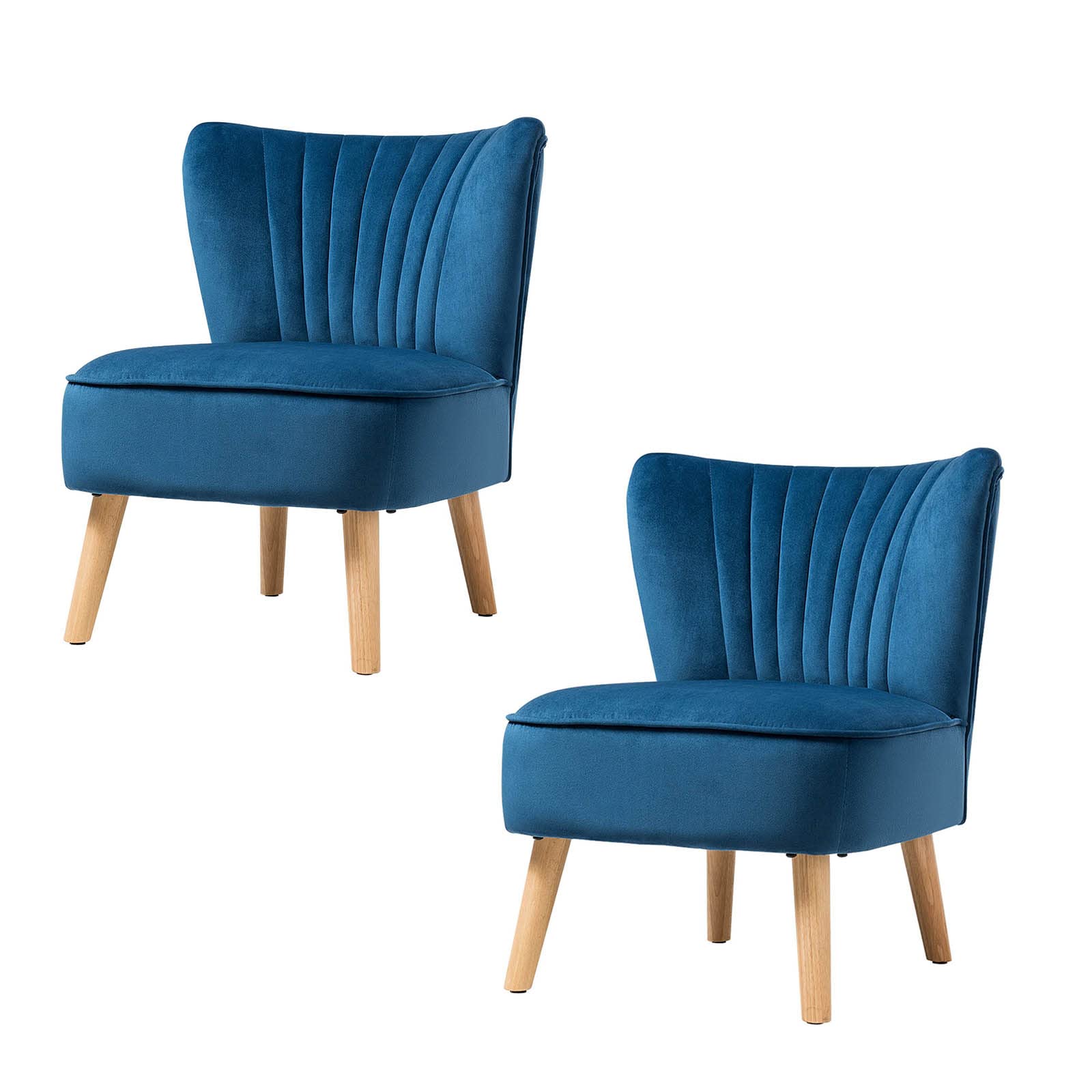 Upholstered Armless Accent Chair w/Rubber Wood Legs & Thick Sponge Seat