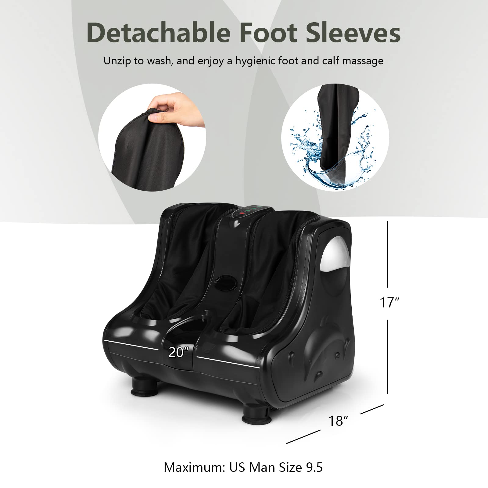 Foot and Calf Massager with Heat，Shiatsu Foot Massager Machine with Vibration, Deep Kneading, 3-Level Intensity Modes