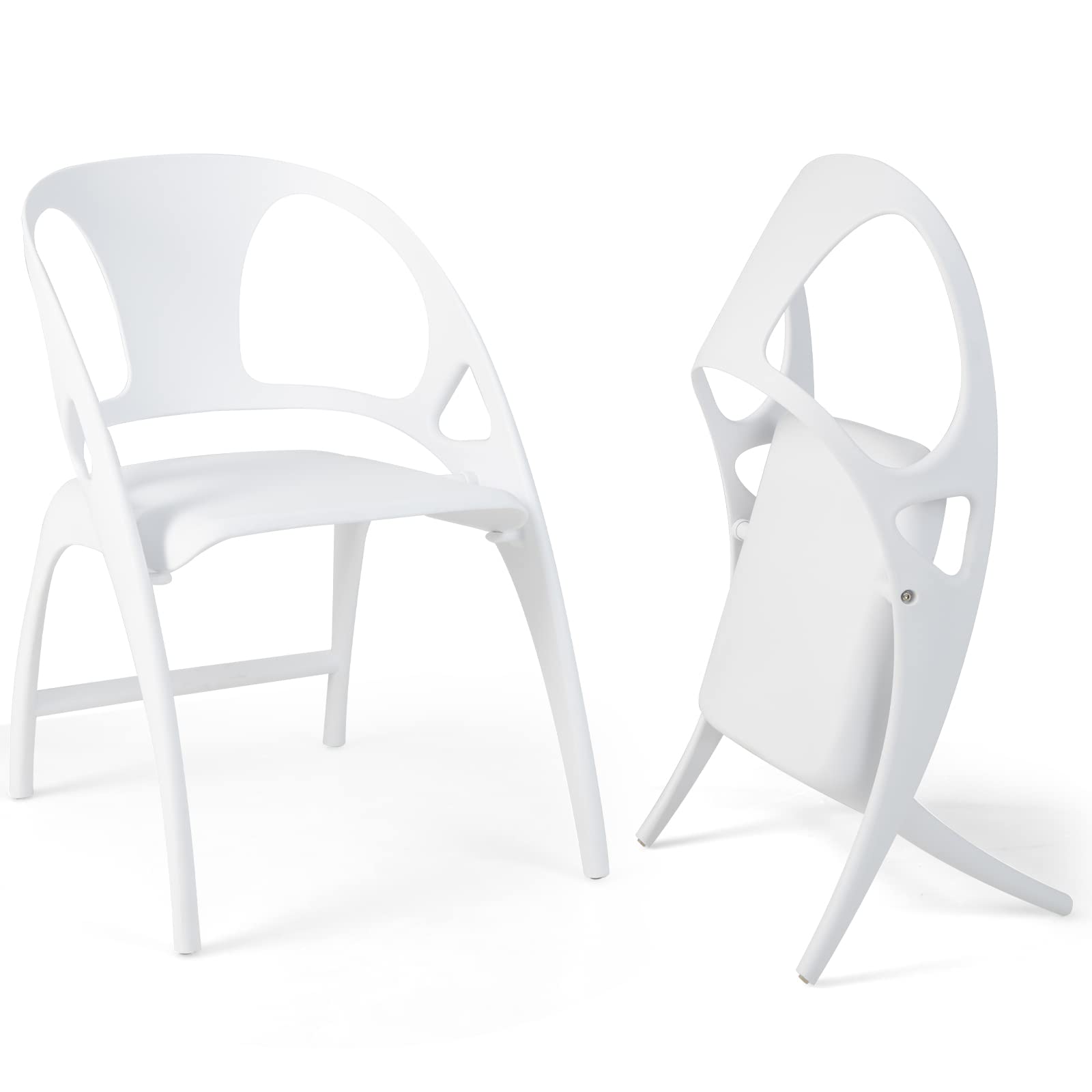Folding Dining Chairs Set of 2/4, Outdoor Plastic Dining Chairs with Armrest and High Backrest