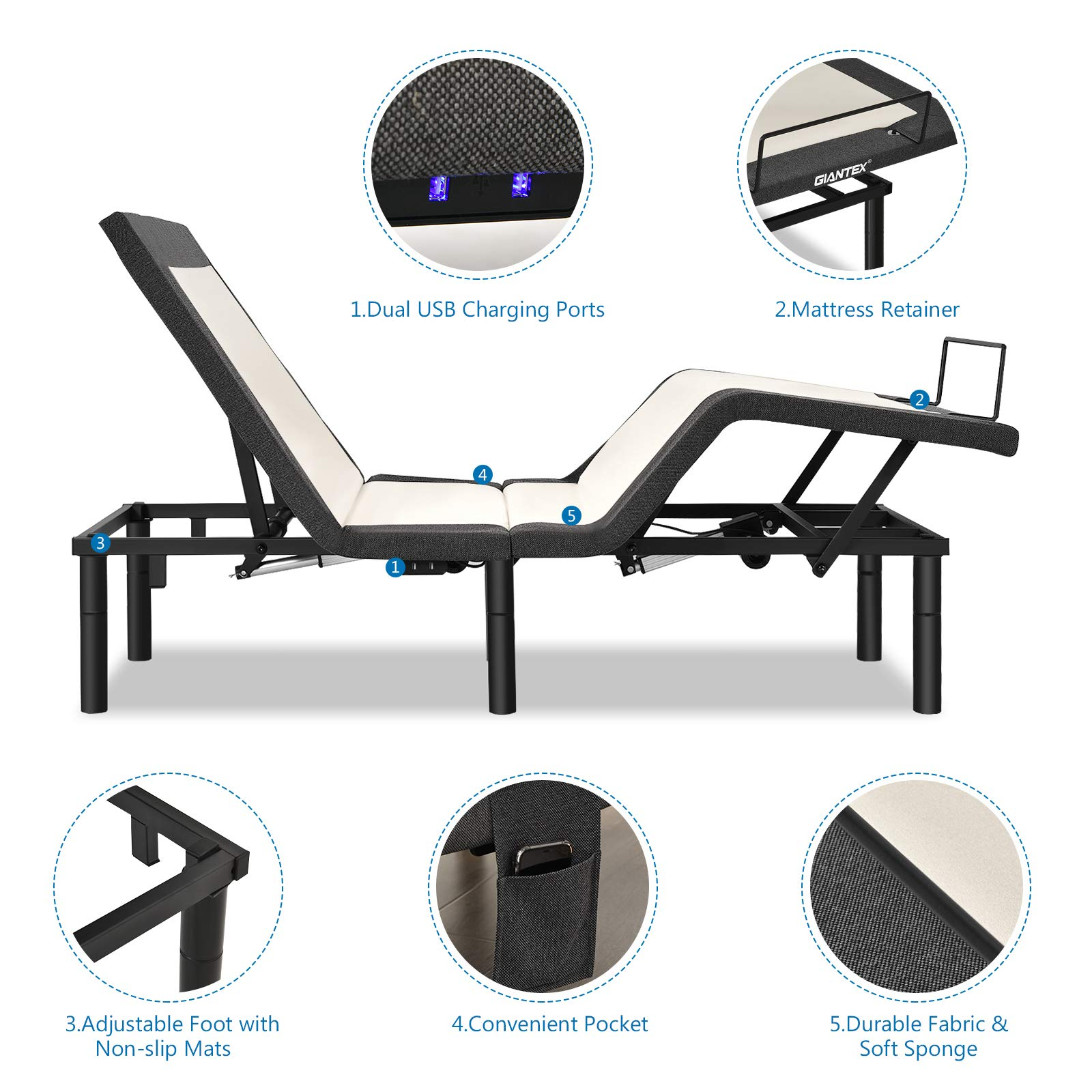 Adjustable Bed Base with Wireless Remote (Twin-XL) / (Queen)