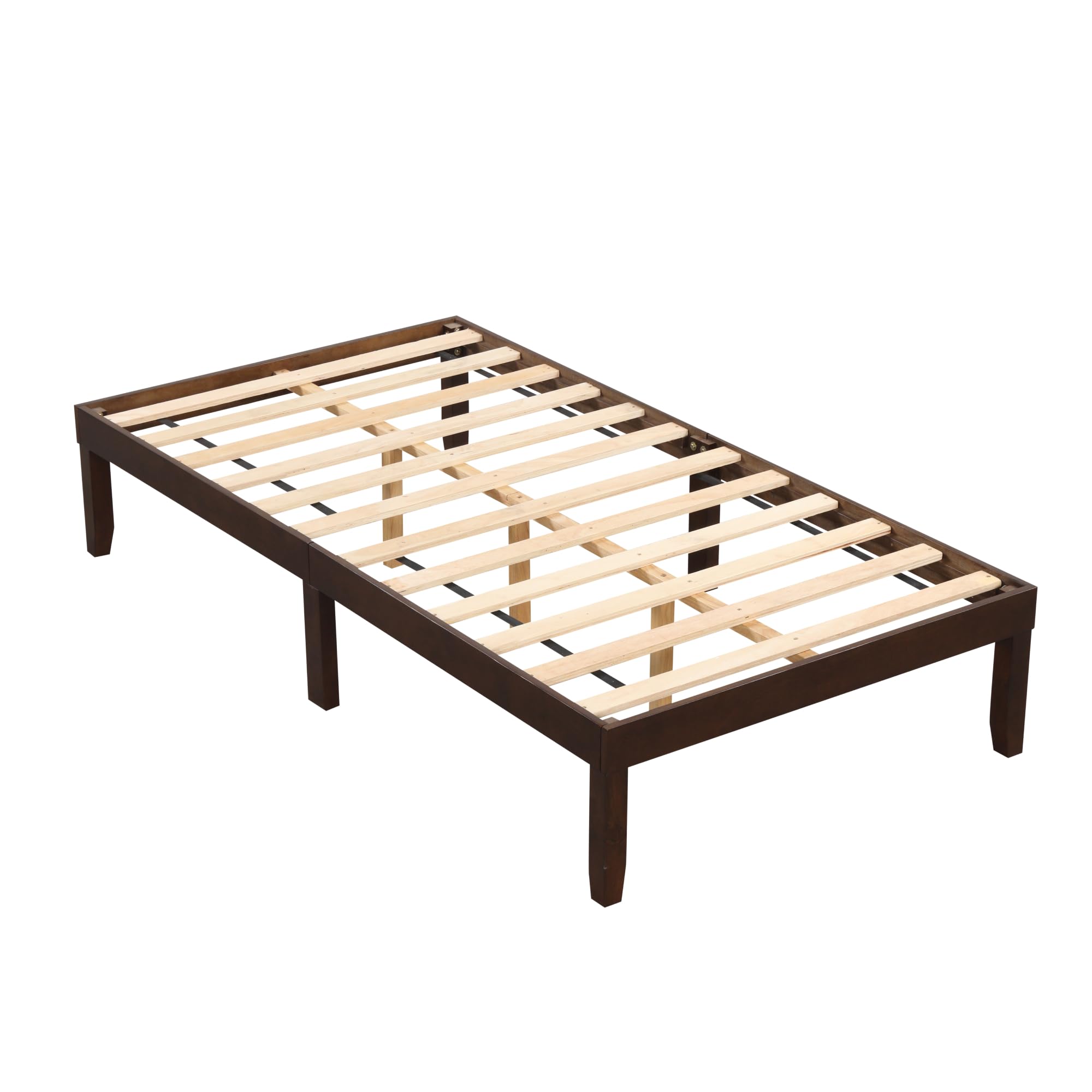 Wood Platform Bed Frame, 14 Inches Wooden Mattress Foundation with Solid Rubber Wood Legs