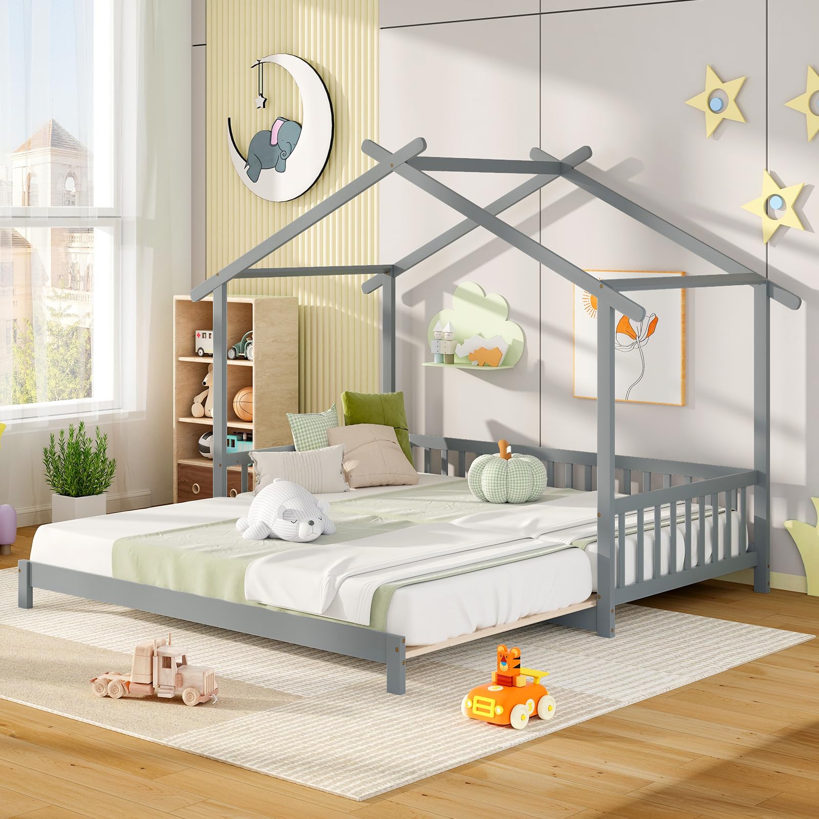 Wood Extendable House Bed