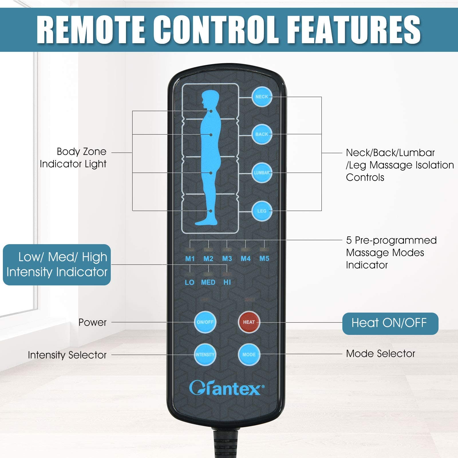 Full Body Massage Mat with Heat, Back Massage Chair Pad with 10 Vibration Motors and Auto Shut Off