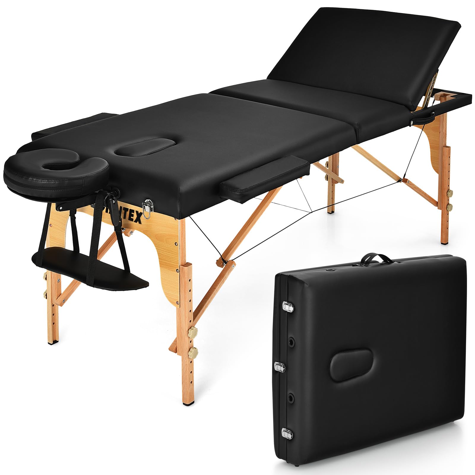 Portable 3 Sections 84inch Folding Massage Table with Carry Case