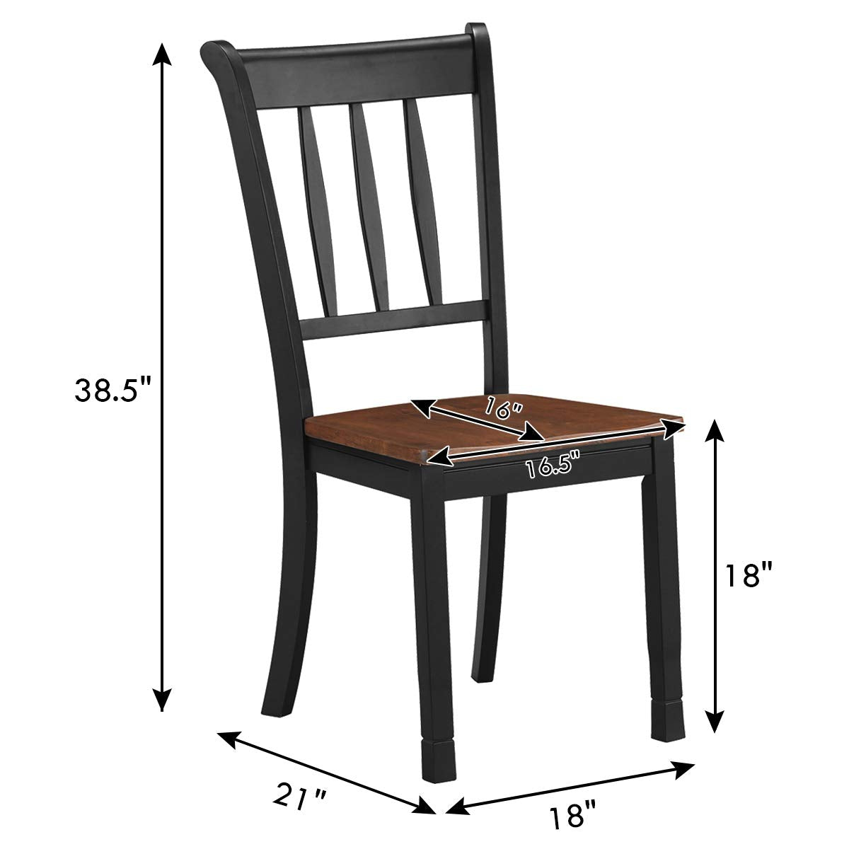 Set of 2/4 Wood Solid Rubber Wood Armless Dining Chairs with Non-Slip Foot Pads