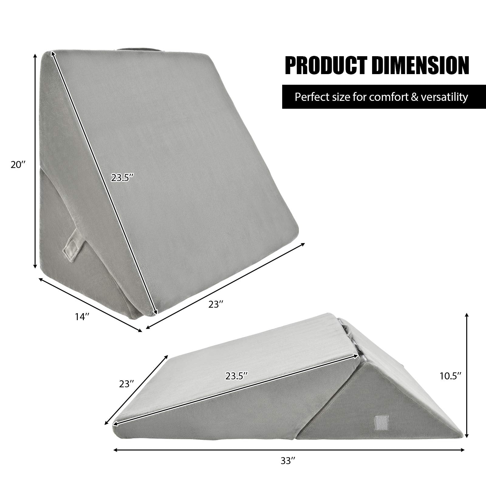 Bed Wedge Pillow, Adjustable Memory Foam Bed Support Pillow w/Removable Cover