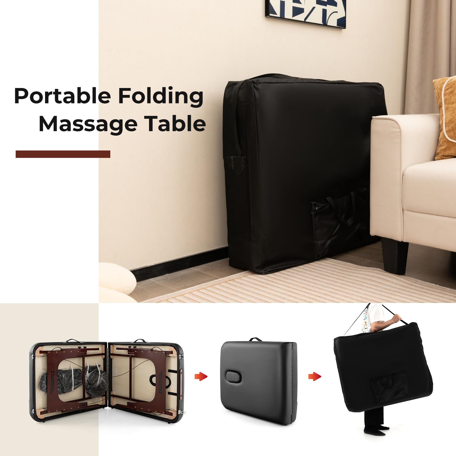 Portable Massage Table 84 Inch, Folding Lash Bed with Premium Foam & Beech Wood Leg