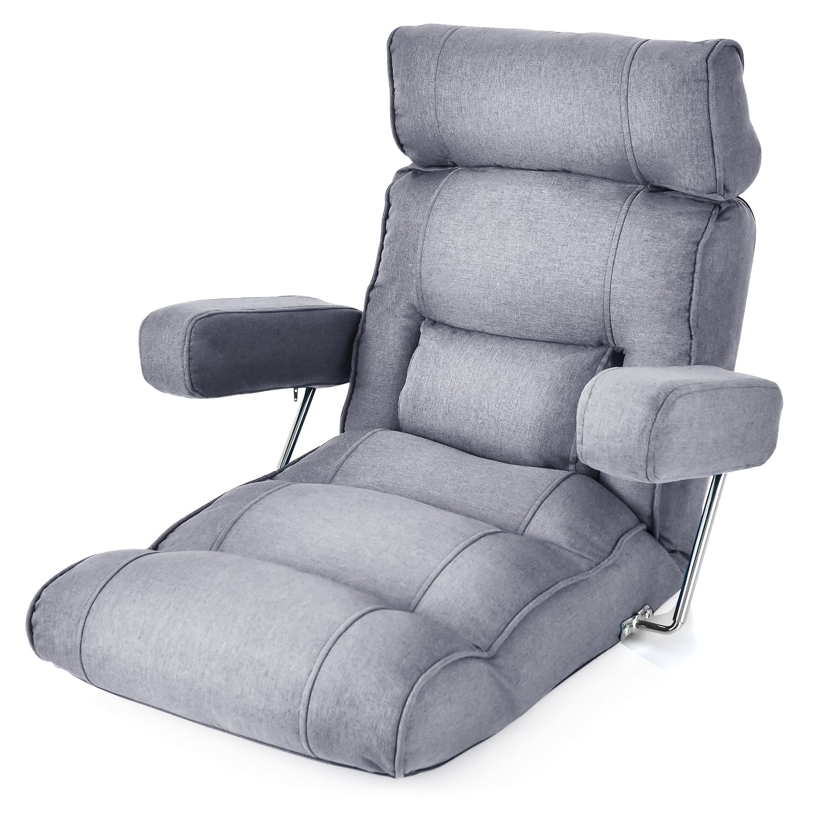 Adjustable Folding Floor Sofa Chair, Upholstered Indoor Chaise Lounge with 6-position