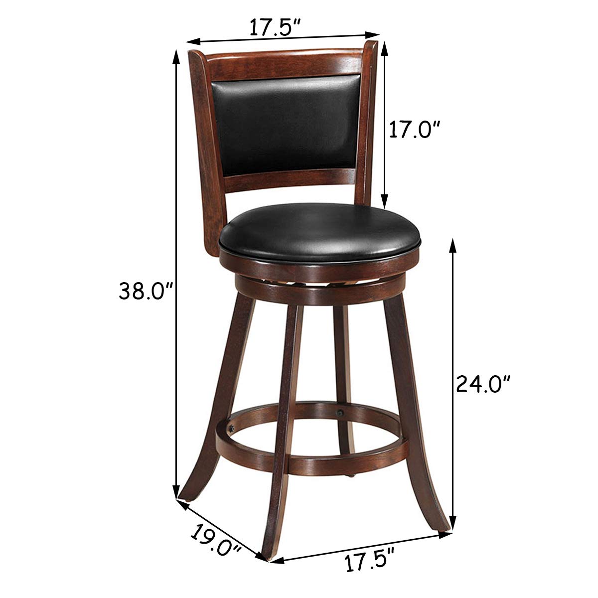 Bar Stools Set of 2/4 360 Degree Swivel, Accent Wooden Swivel Seat Counter Height Bar Stool