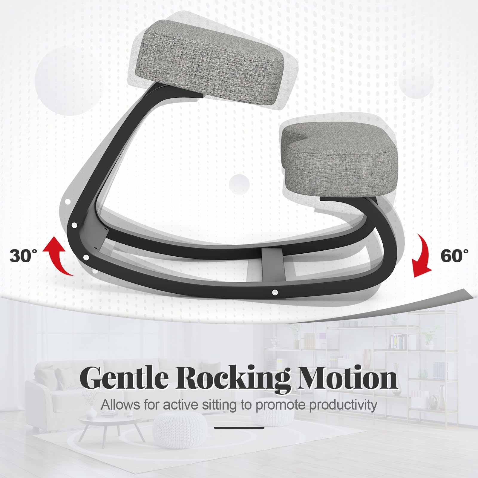 Kneeling Chair, Posture Chair, Max Load 330 Lbs, Rocking Knee Chair with Soft Cushion