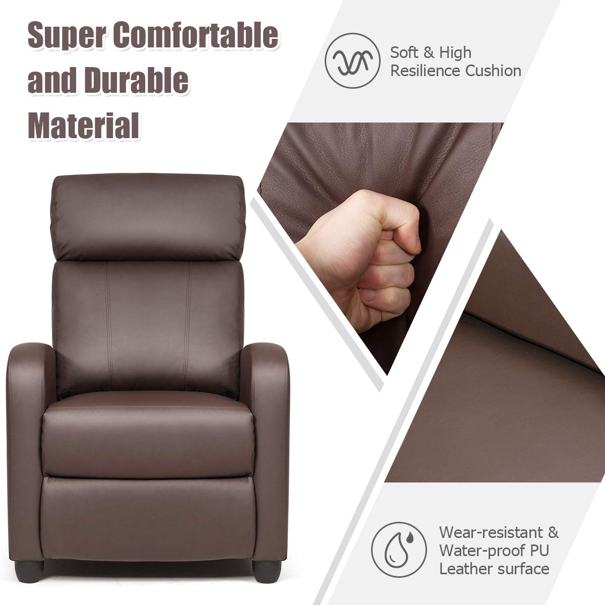 Recliner Chair for Living Room, Recliner Sofa Wingback Chair w/Massage Function
