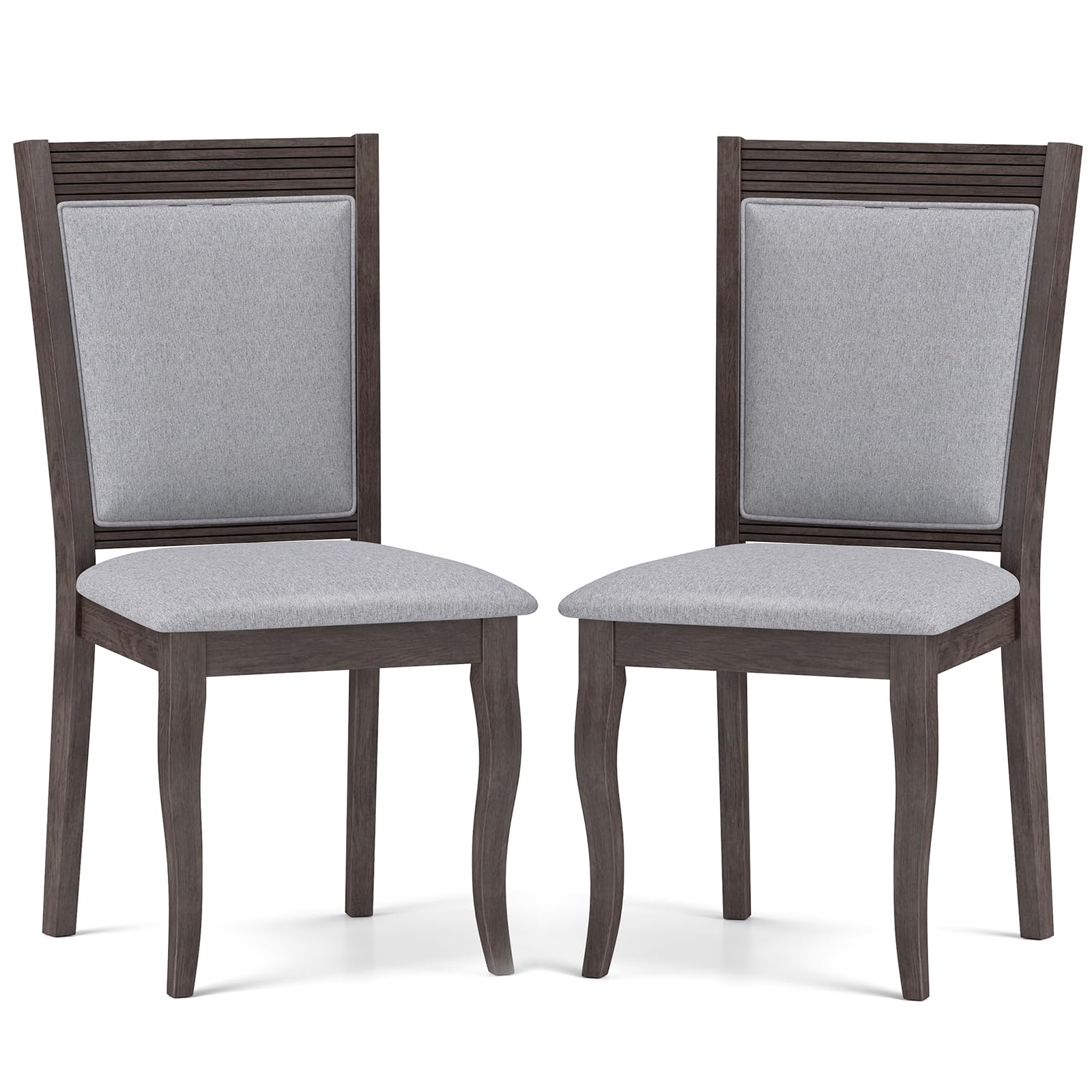 Wood Dining Chairs Set of 2/4, Farmhouse Upholstered Kitchen Chairs w/Rubber Wood Frame, Padded Seat, High Backrest