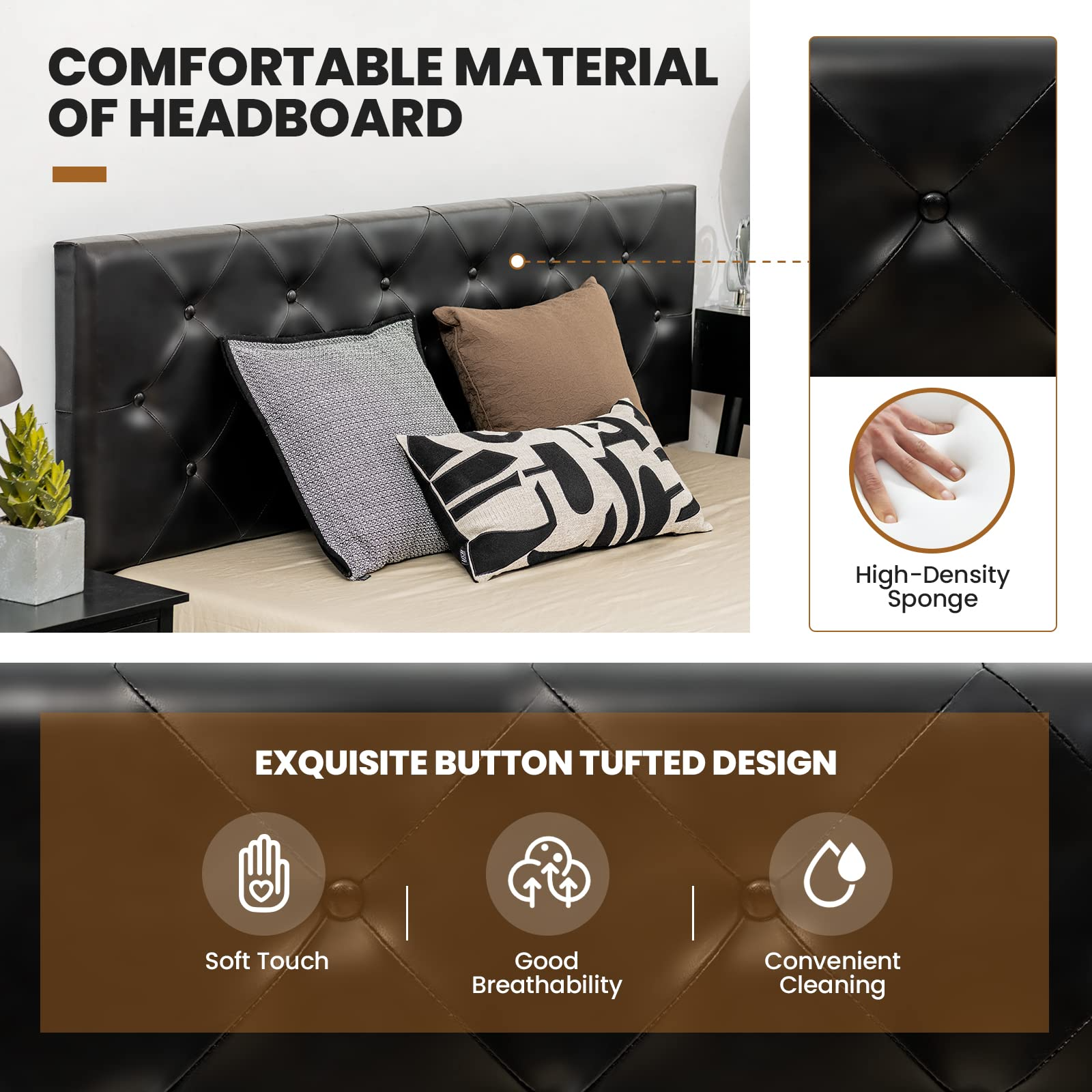 Upholstered PU Leather Platform Bed Frame with 4 Storage Drawers