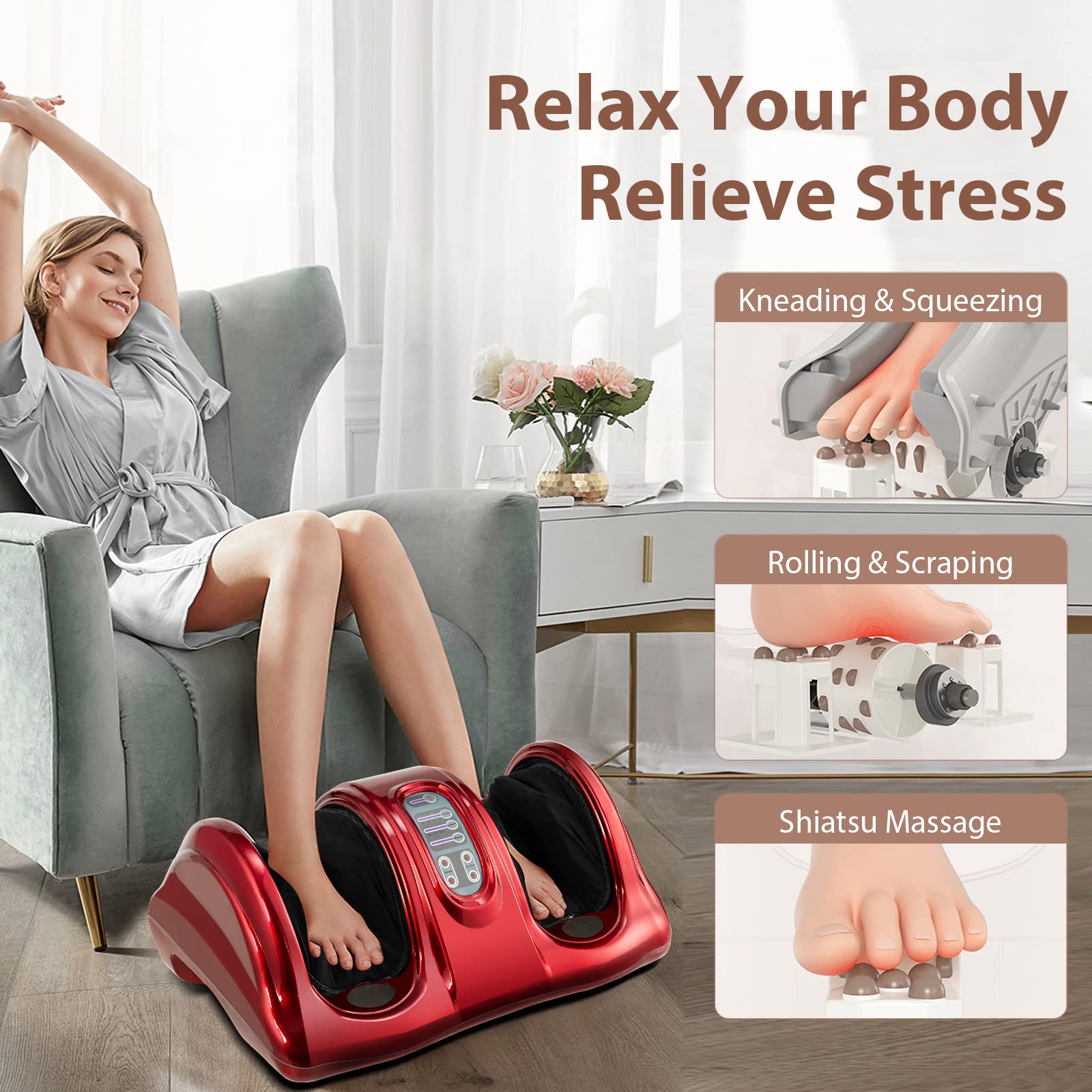Electric Shiatsu Foot Massager with Remote and 4 Massage Modes