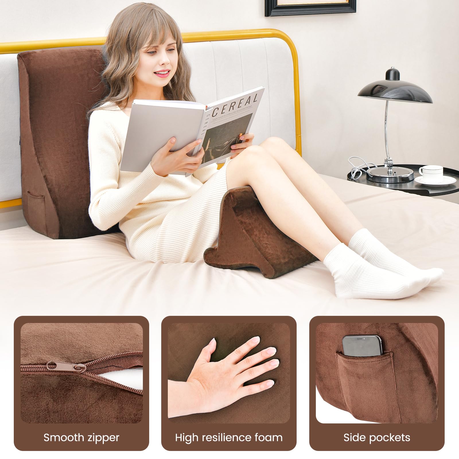 Soft Wedge Pillow for Neck Back Leg Support