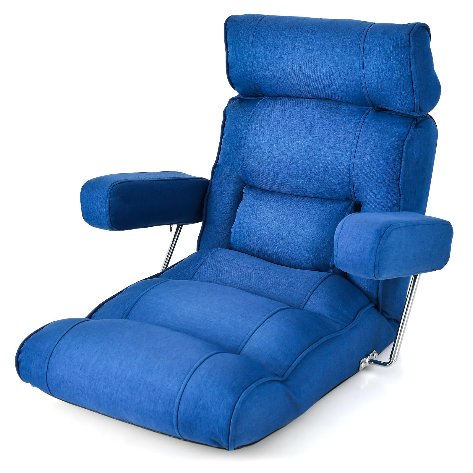 Adjustable Folding Floor Sofa Chair, Upholstered Indoor Chaise Lounge with 6-position