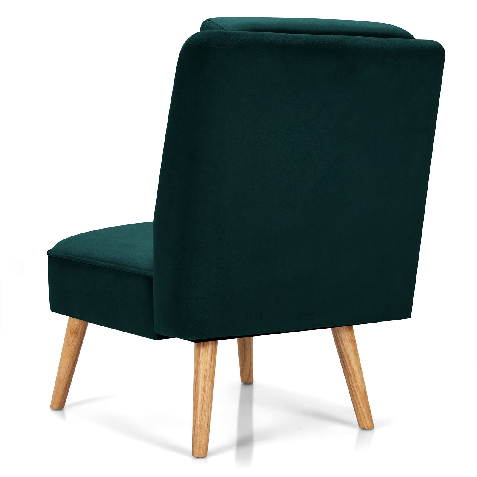 Velvet Accent Chair, Comfy Single Sofa Chair w/Rubber Wood Legs, Modern Upholstered Leisure Living Room Chair