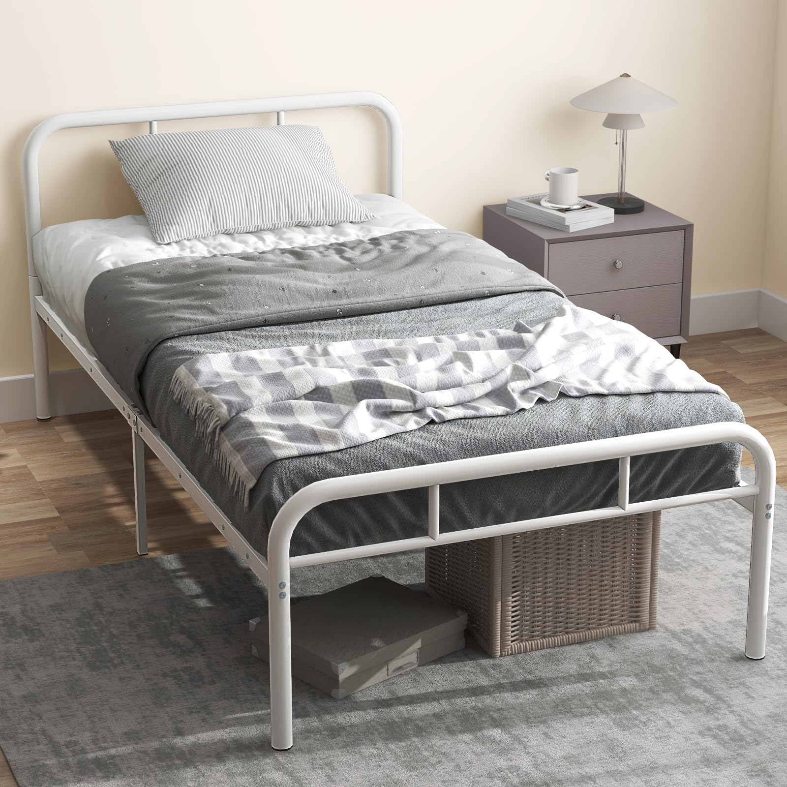Metal Platform Bed Frame with Headboard & Footboard
