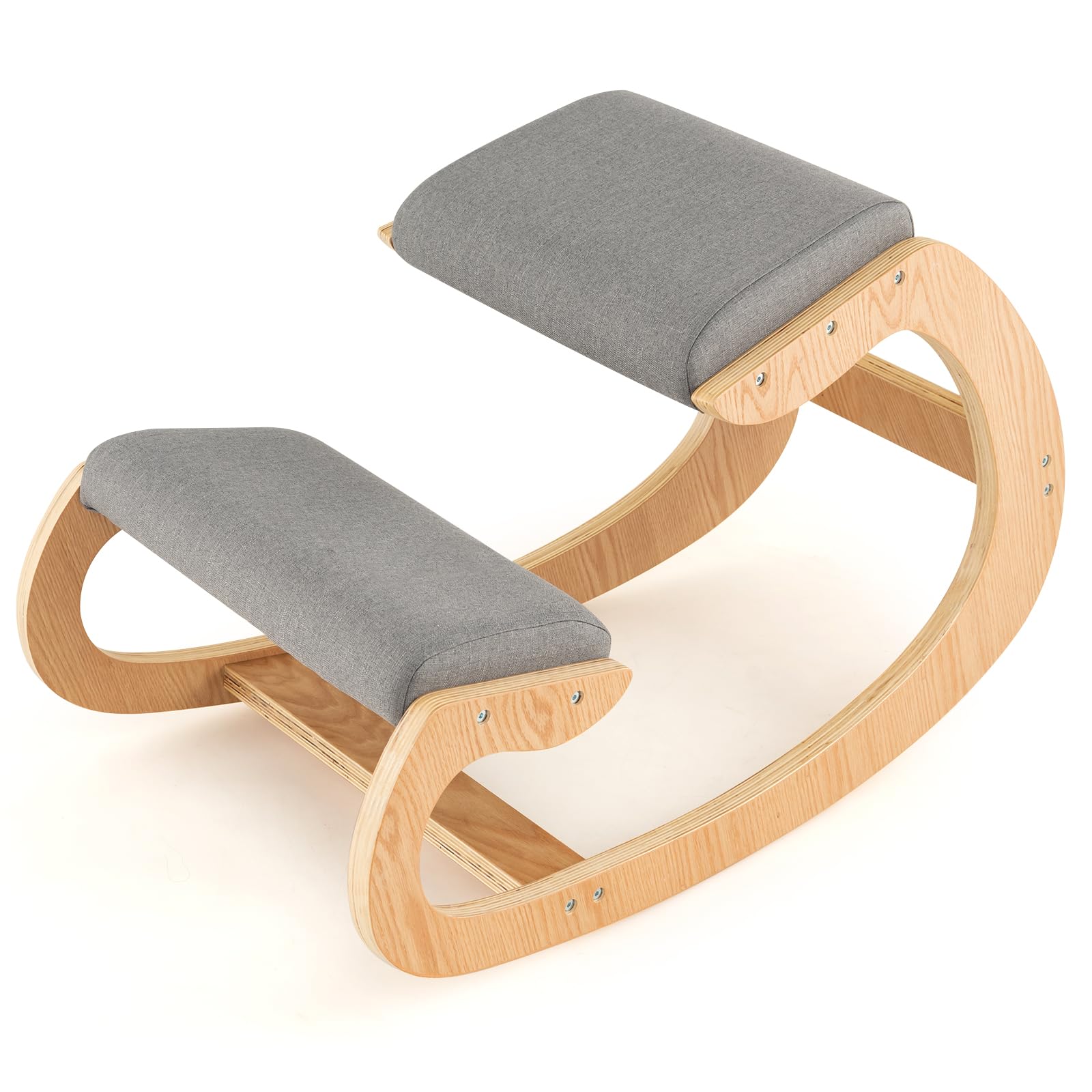Ergonomic Kneeling Chair, Posture Chair for Desk with Cushion, Solid Wood Frame