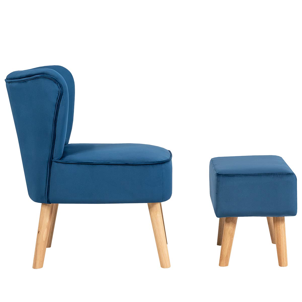 Velvet Accent Chair with Ottoman
