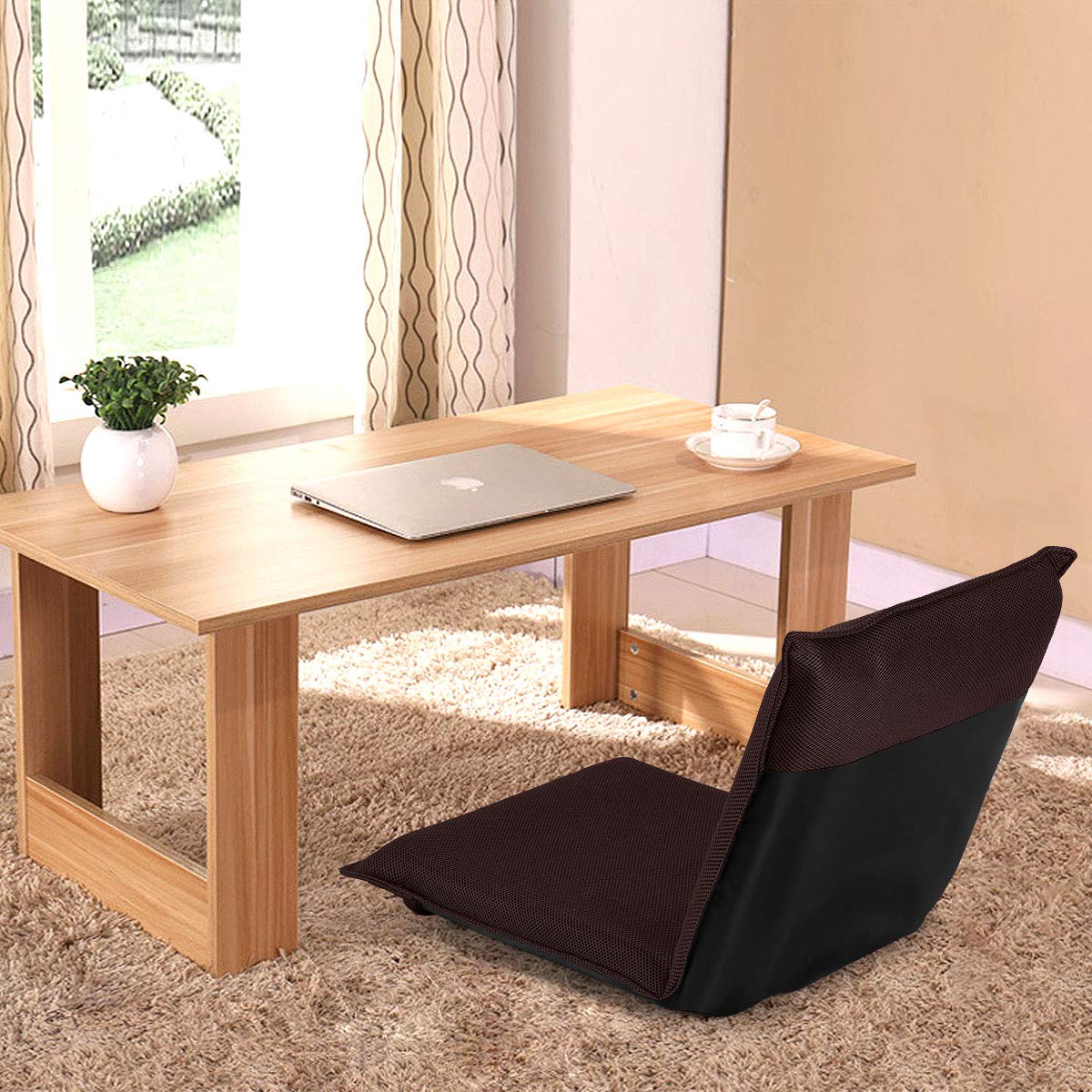 Adjustable Mesh Floor Sofa Chair, 6-Position Multi-Angle Padded Floor Chair for Gaming Reading Meditation