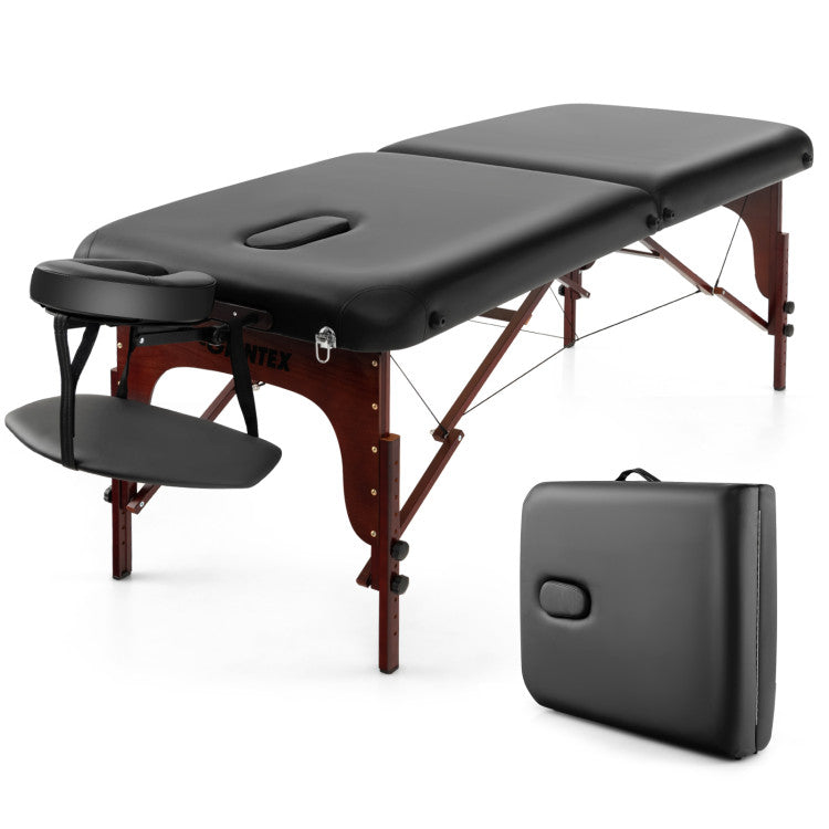 Portable Massage Table 84 Inch, Folding Lash Bed with Premium Foam & Beech Wood Leg