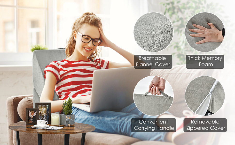 memory foam bed backrest wedge pillow for reading sleeping