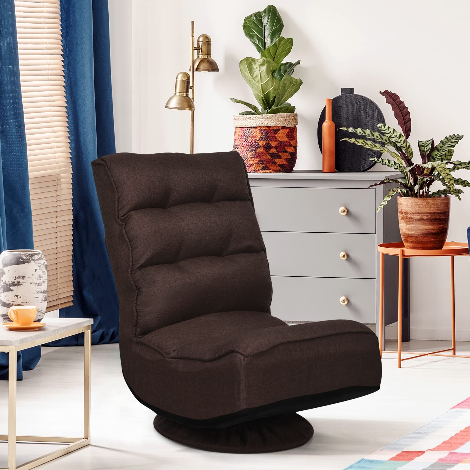Swivel folding floor chair