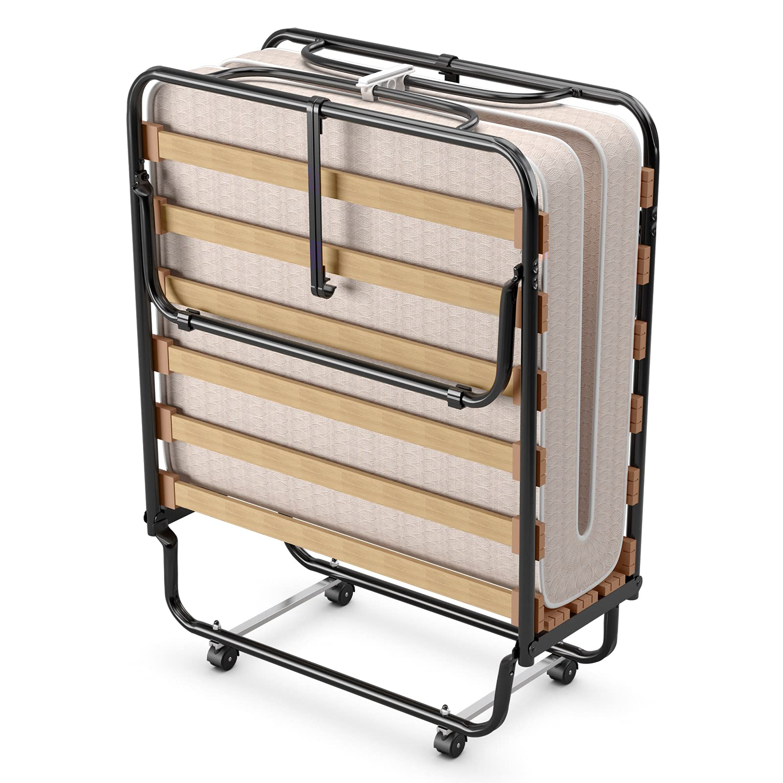 Portable Rollaway Bed with 4" Memory Foam Mattress for Adults and Guests