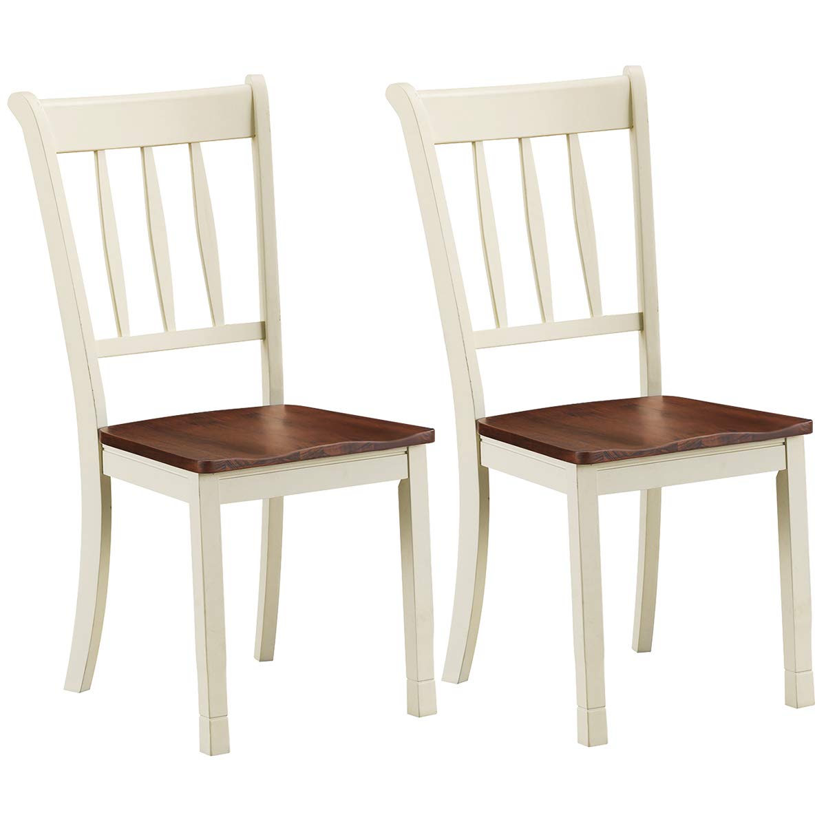 Set of 2/4 Wood Solid Rubber Wood Armless Dining Chairs with Non-Slip Foot Pads