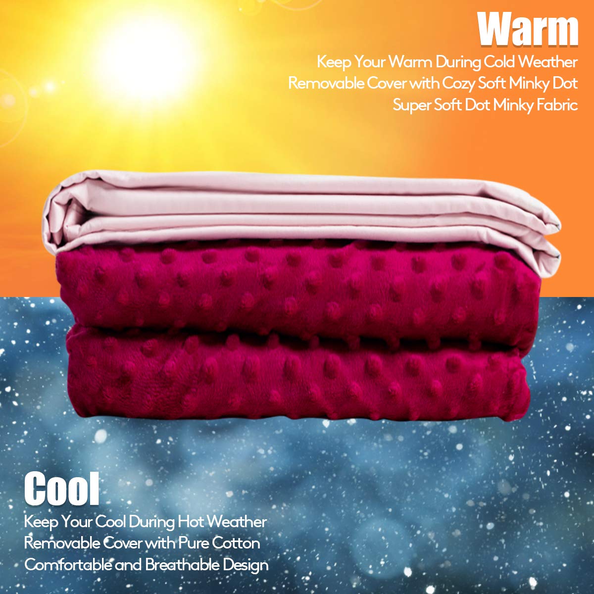 Weighted Blanket with Duvet Covers, Hot and Cold Duvet Cover Set