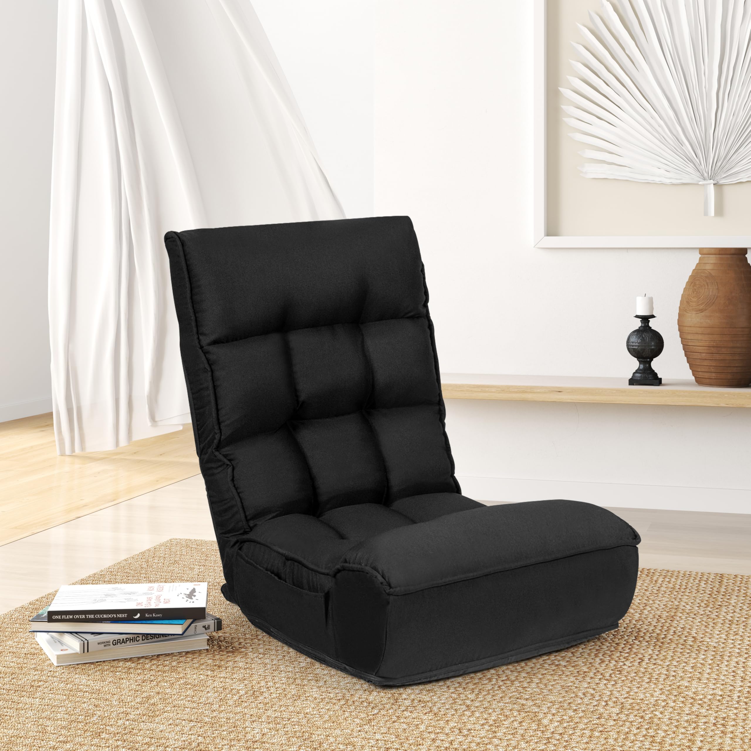  Folding Floor Lounge Chair with 5-Position Adjustable Head & 4-Position Adjustable Backrest