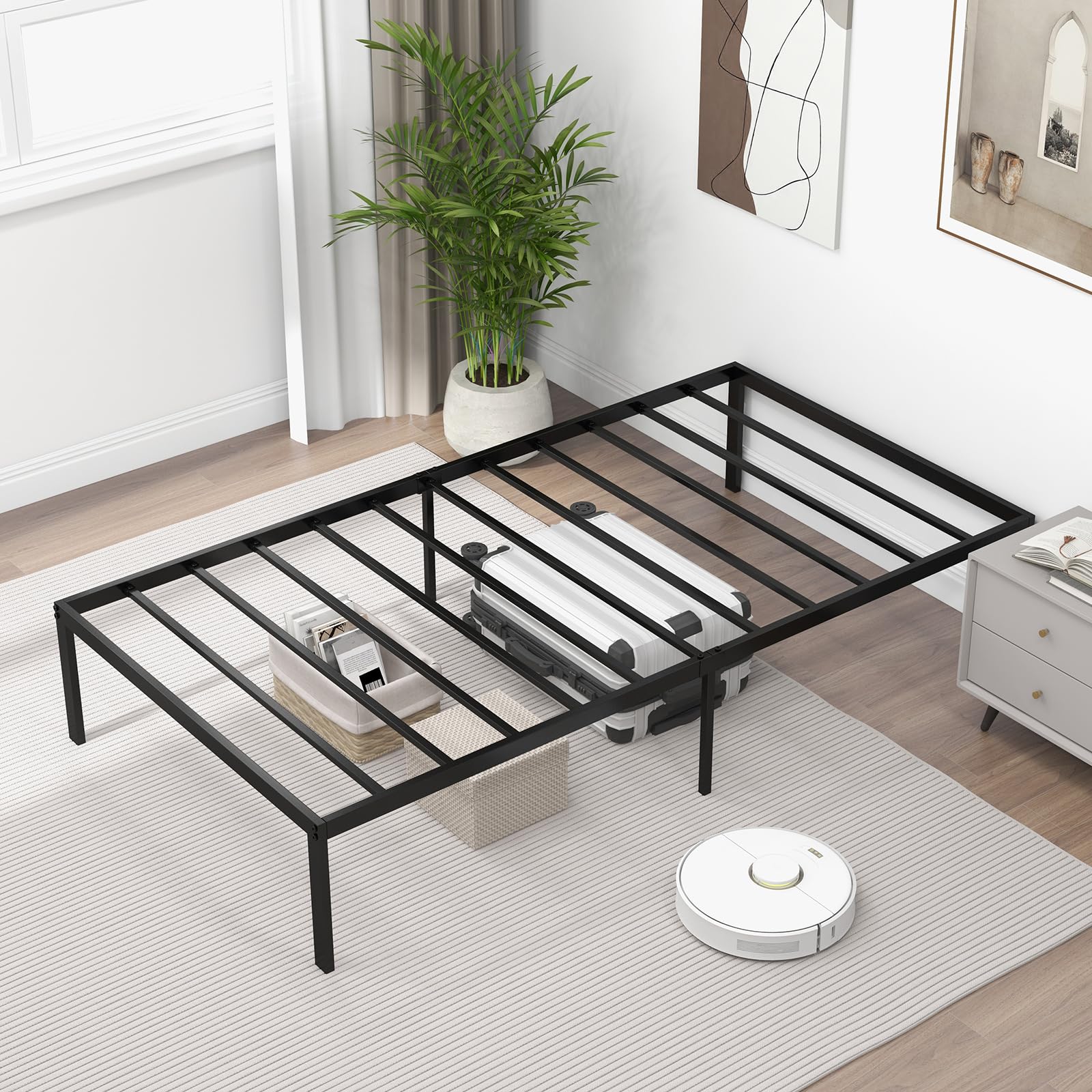 14-Inch Twin Size Metal Platform Bed Frame, Heavy-Duty Metal Bed Base