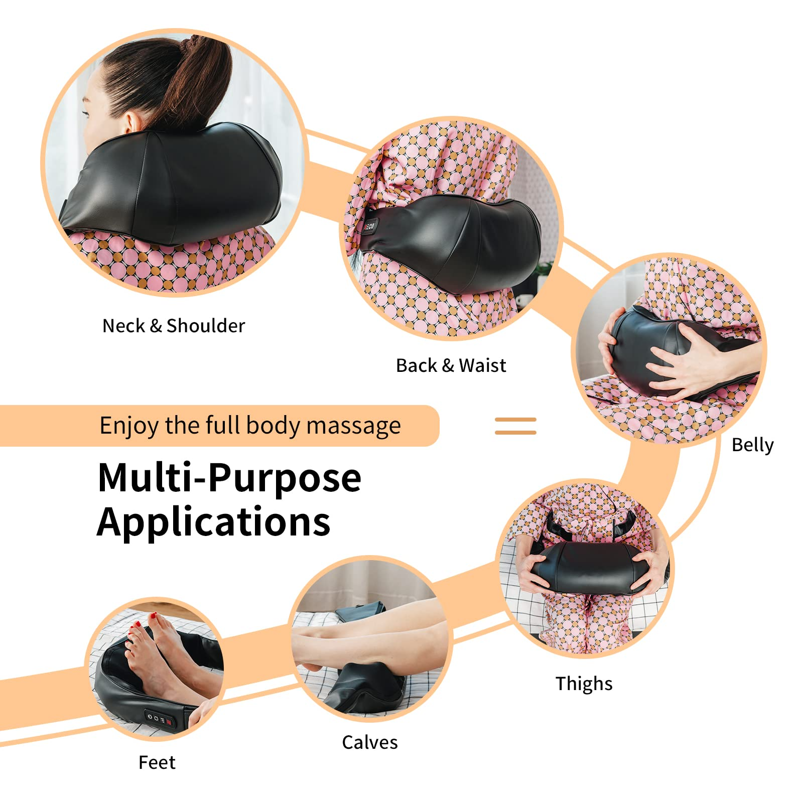 Shiatsu Neck Back and Shoulder Massager w/Heat, Deep Tissue 3D Kneading Massage Pillow
